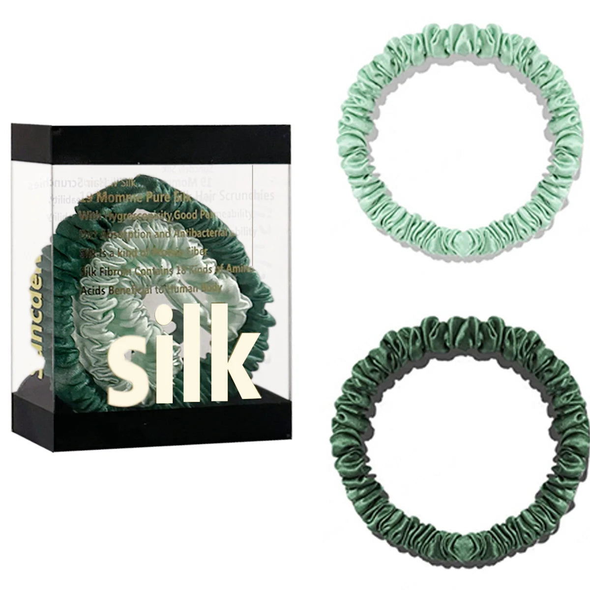 2PCS Box Mulberry Silk Scrunchies Women Grils Hair Ties for Hair Sleep No Damage Hairband Curly Hair Elastics Ponytail Holder