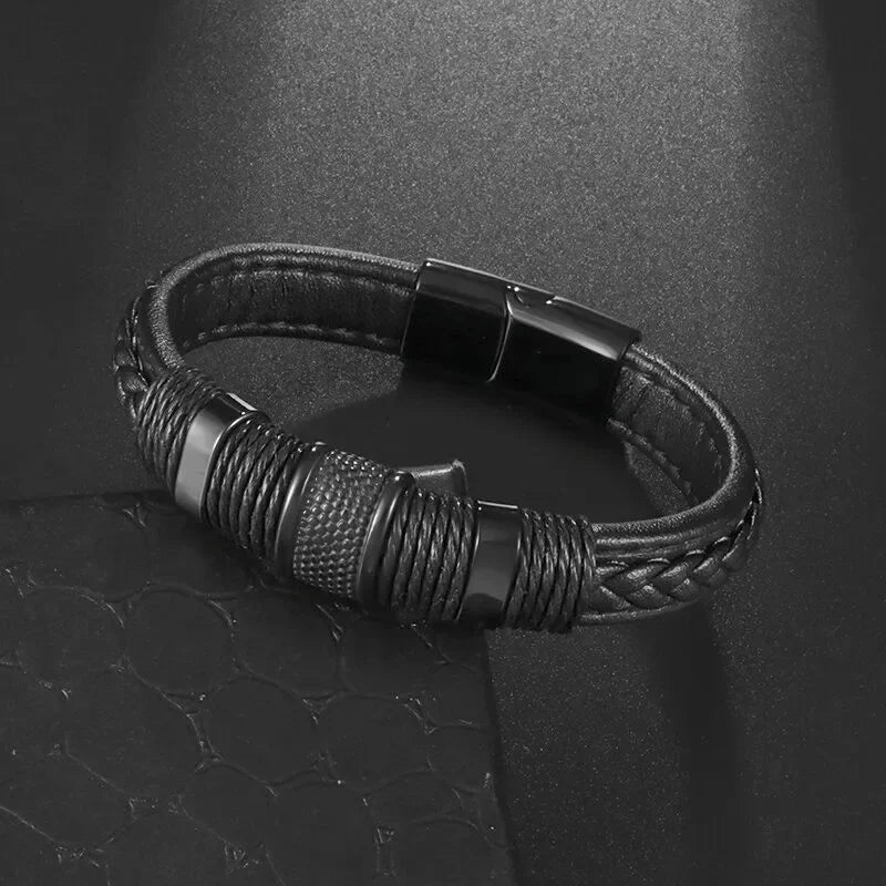 Men’s Star of David Bracelet – Vintage Leather Braided Judaica Jewelry ✡️🖤