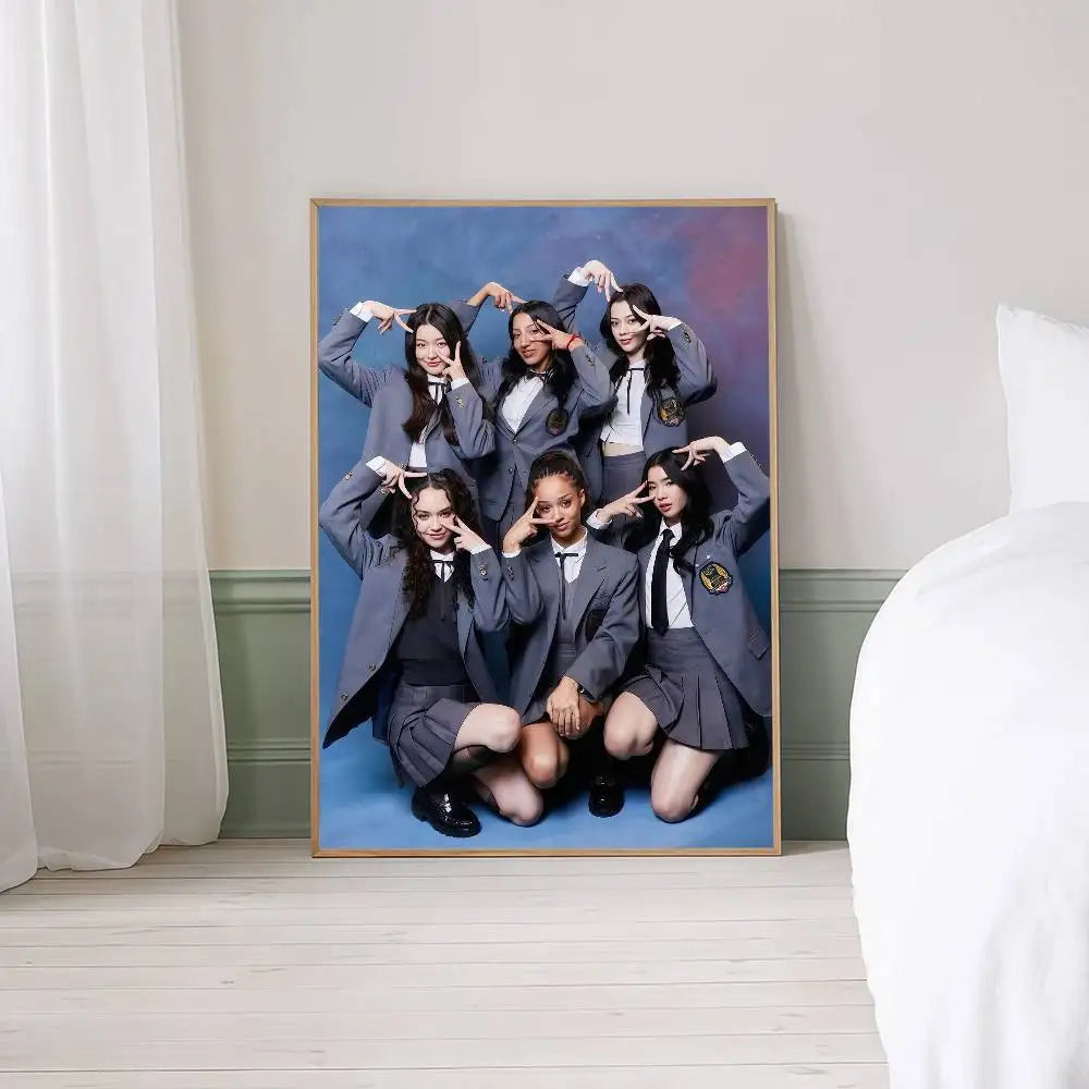 Popular Kpop Band K-Katseye Anime Posters Sticky Fancy Wall Sticker For Living Room Bar Decoration Room Wall Decor