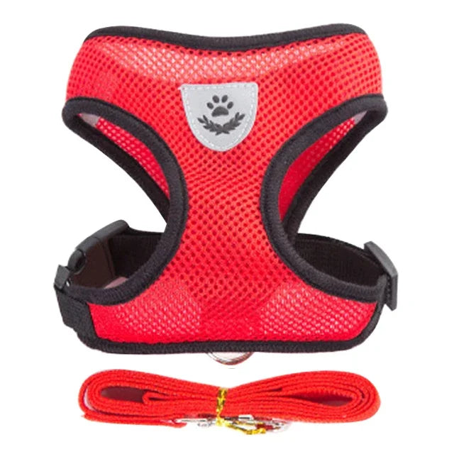 Cat & Dog Harness Vest – Adjustable Mesh Leash Collar for Small to Medium Pets
