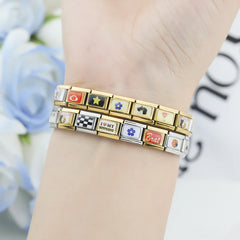 Hapiship Women's New Fashion Star Flower Love Owl Italian Charm Beads Fit 9mm Bracelet Stainless Steel DIYJewelry Gift TZ088