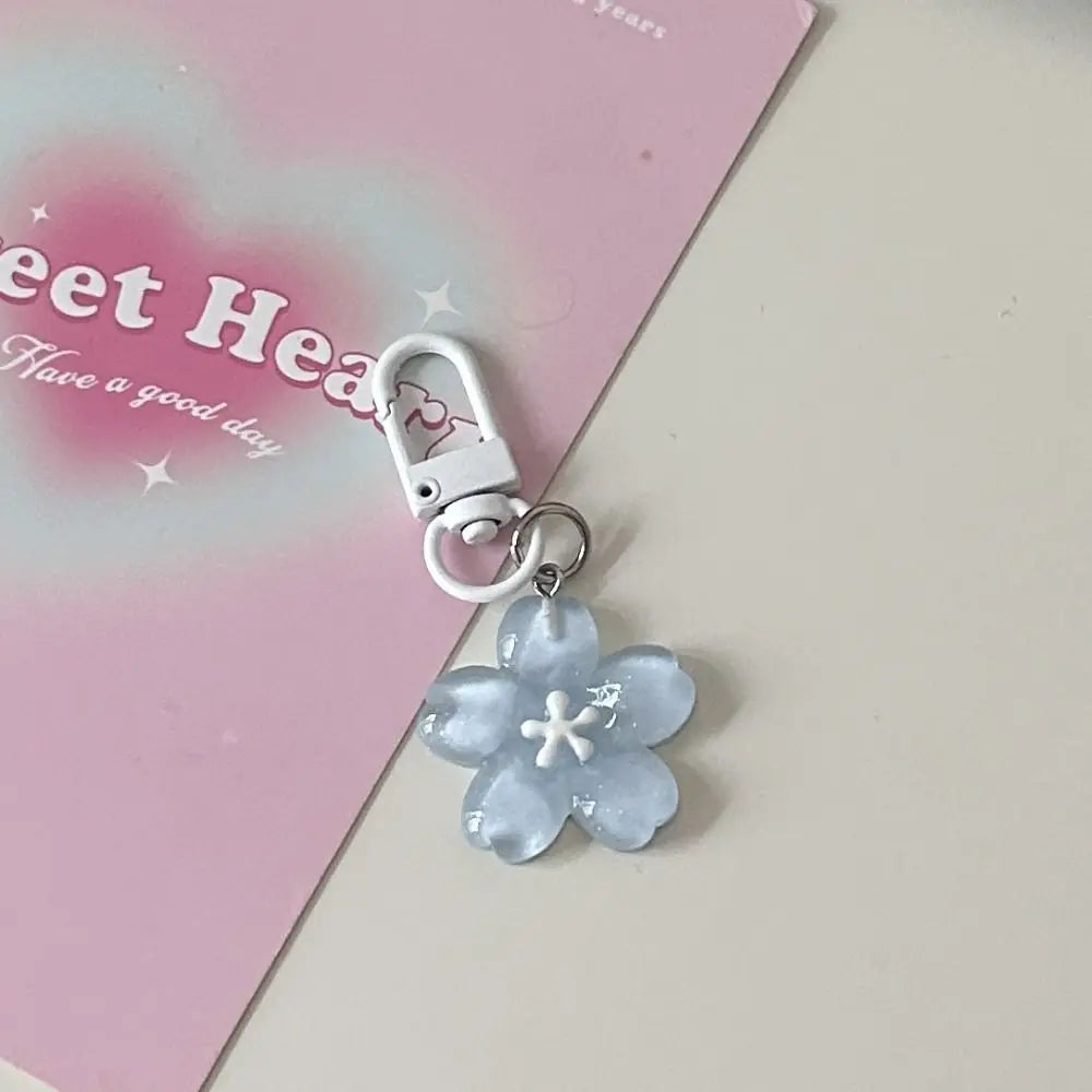 Fashion Key Chains Bag Hanging Pendant Car Keyring Cute Mini Flower Keychain Kawaii Colorful Resin Floral Key Ring