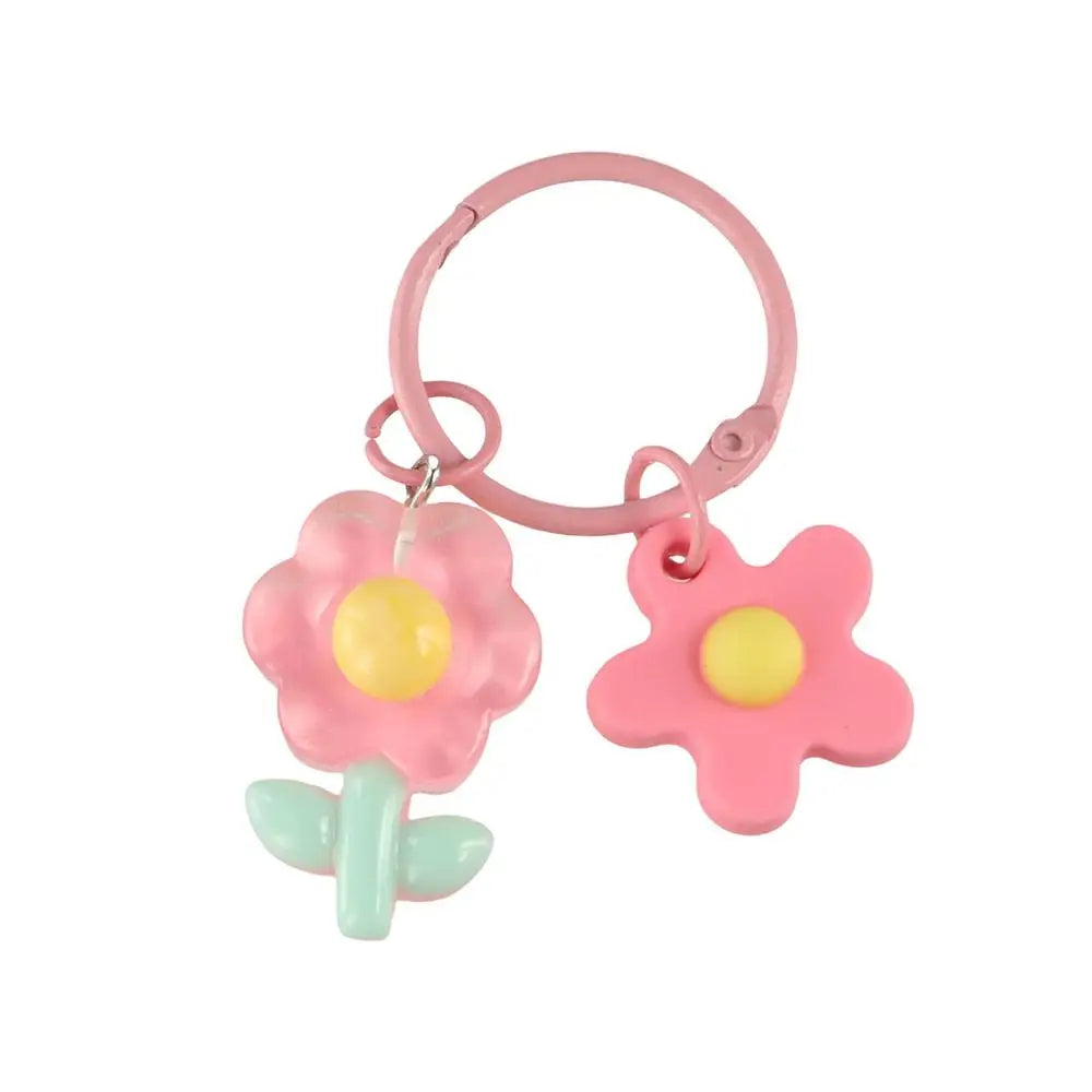Fashion Key Chains Bag Hanging Pendant Car Keyring Cute Mini Flower Keychain Kawaii Colorful Resin Floral Key Ring
