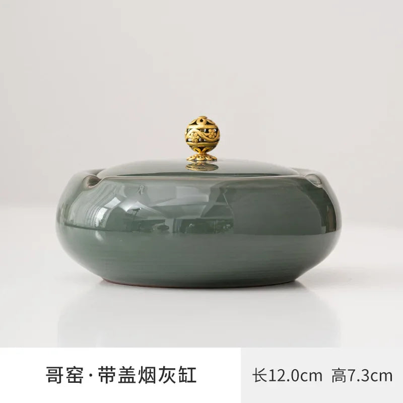 European Ceramic Ashtray with Lid – Creative Home & Office Decor