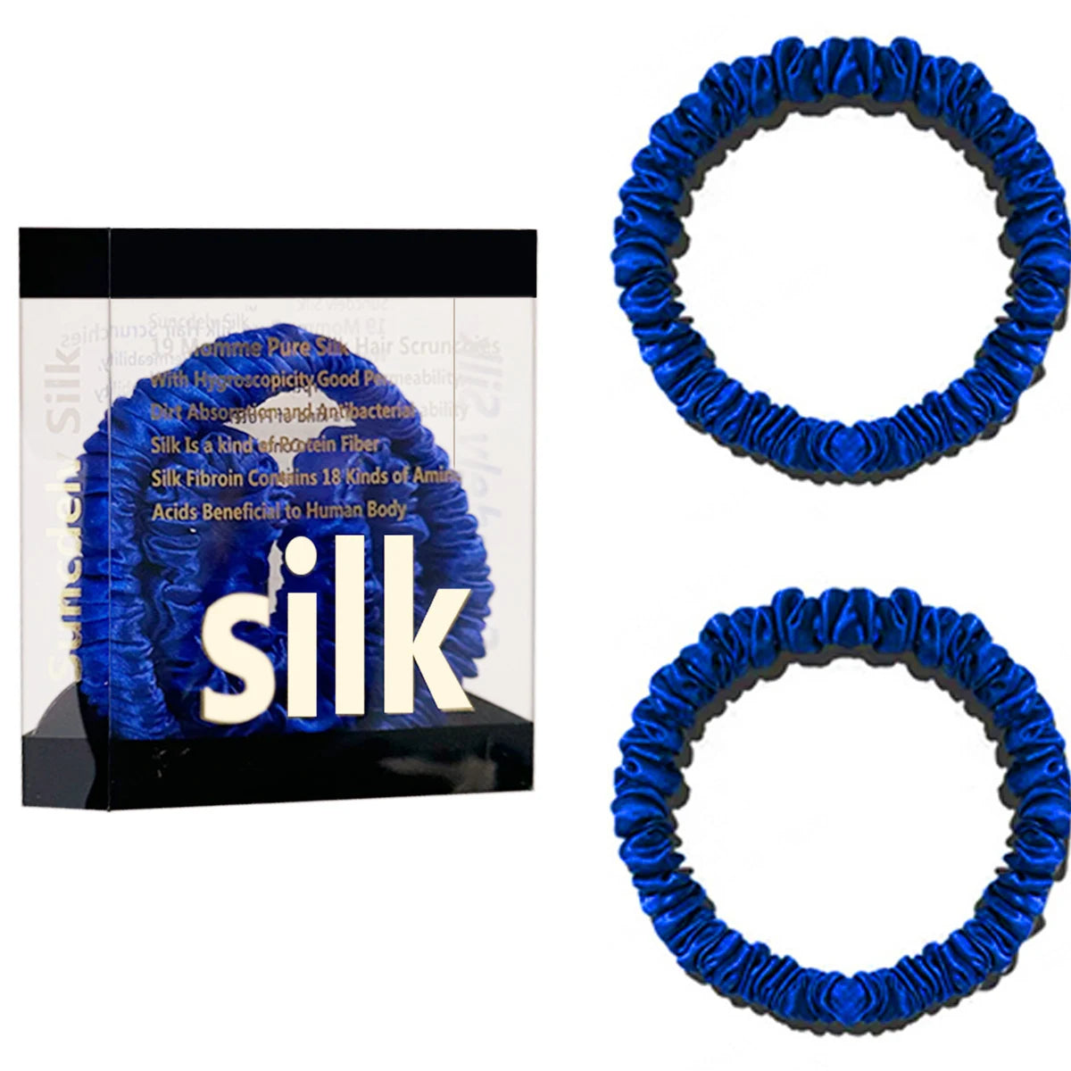 2PCS Box Mulberry Silk Scrunchies Women Grils Hair Ties for Hair Sleep No Damage Hairband Curly Hair Elastics Ponytail Holder