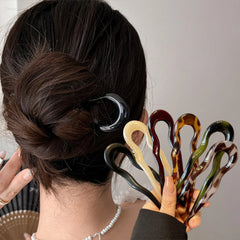 U-Shaped Tortoiseshell Hair Fork – Acrylic Hairpin & Geometric Hair Accessory