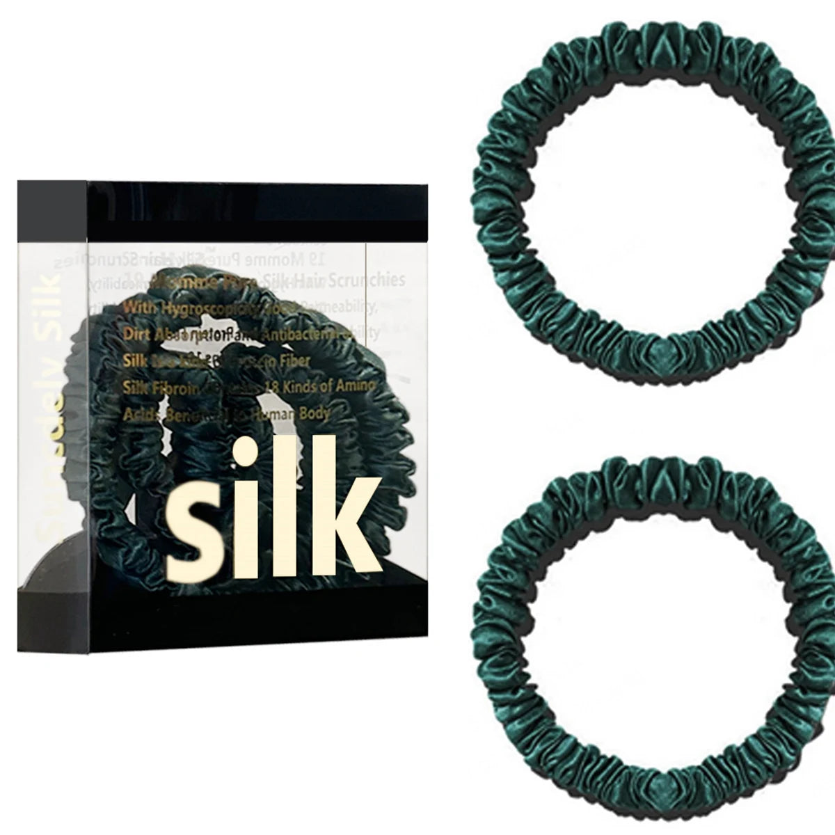 2PCS Box Mulberry Silk Scrunchies Women Grils Hair Ties for Hair Sleep No Damage Hairband Curly Hair Elastics Ponytail Holder