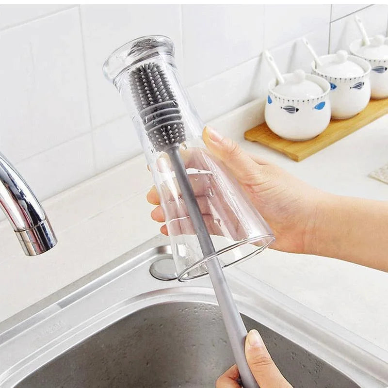 Silicone Bottle Brush – Long Handle Cup & Glass Cleaner Kitchen Tool 🧽🥤