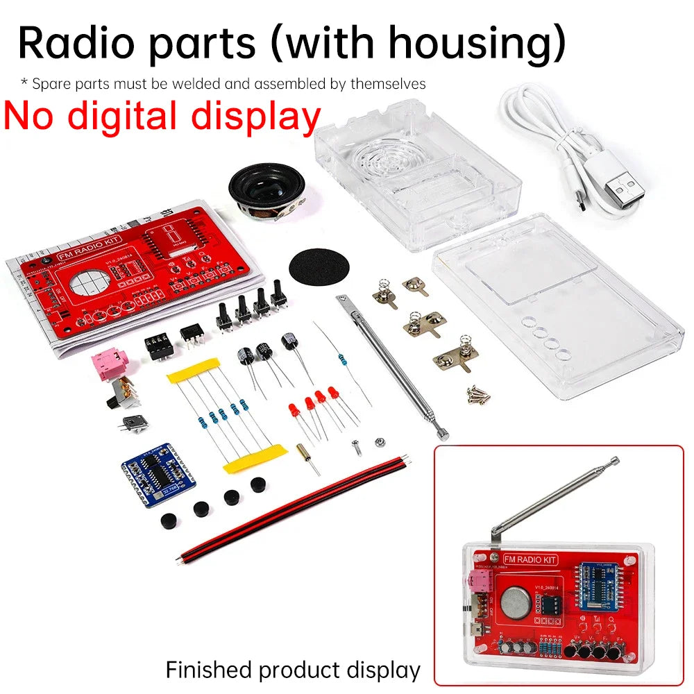 RDA5807 87-108MHZ FM Radio DIY Kit Welding Practice Parts Simple/with Digital Display Micro USB