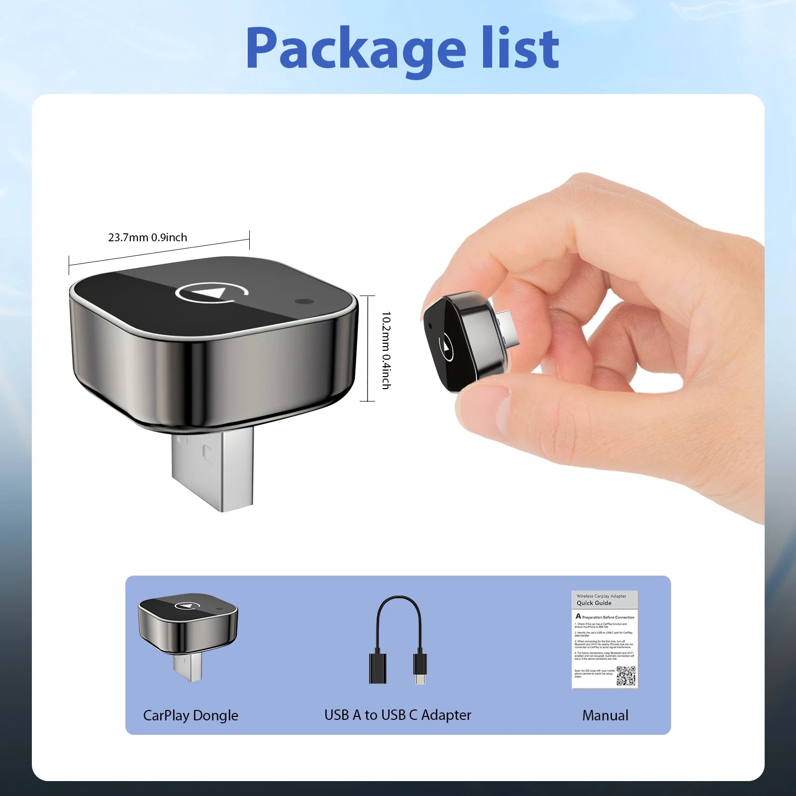 Pionray 2-in-1 Wireless CarPlay & Android Auto Adapter – 5GHz WiFi, USB/Type-C Plug & Play