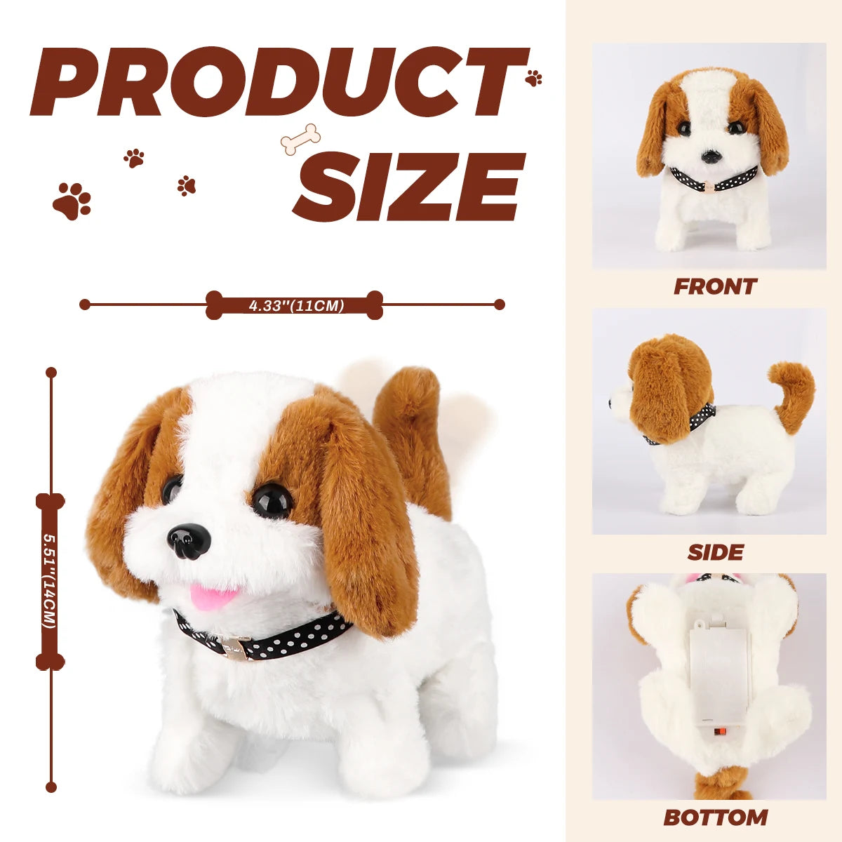 Plush Electric Puppy Toy – Walking, Barking, Nodding Dog for Kids Gifts 🐶🎁
