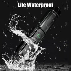 Powerful LED Flashlight – Rechargeable, Waterproof, Zoom, 100000 Lumens Tactical Light