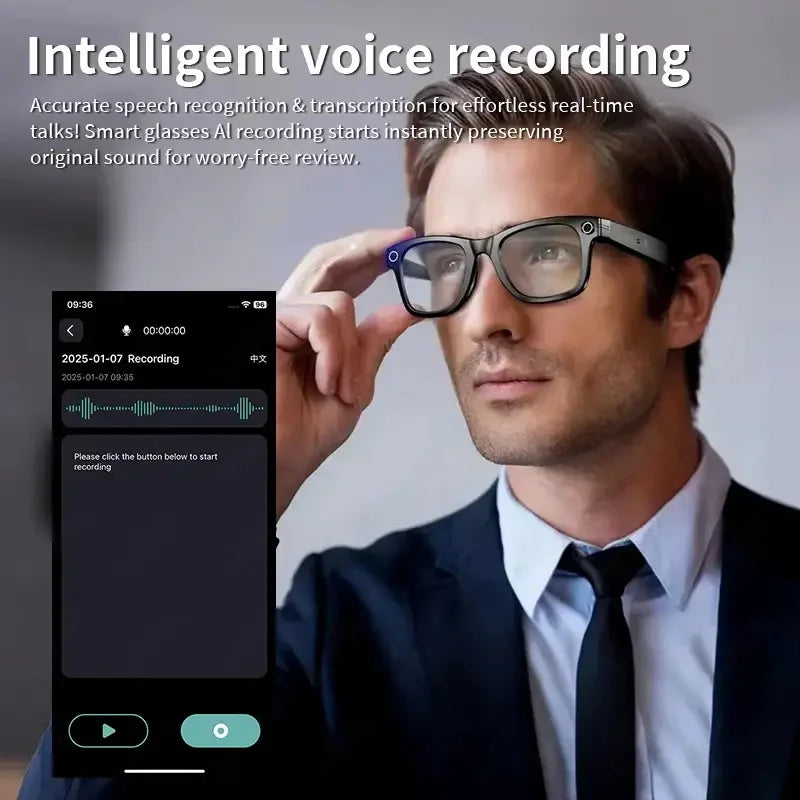 2025 HD Smart Glasses with 800W Camera, ChatGPT, Call & Translate 🕶️✨