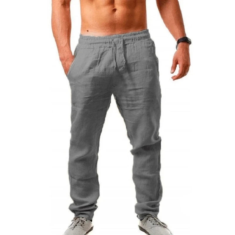Men’s Cotton Linen Pants – Autumn Solid Color, Breathable, S-3XL