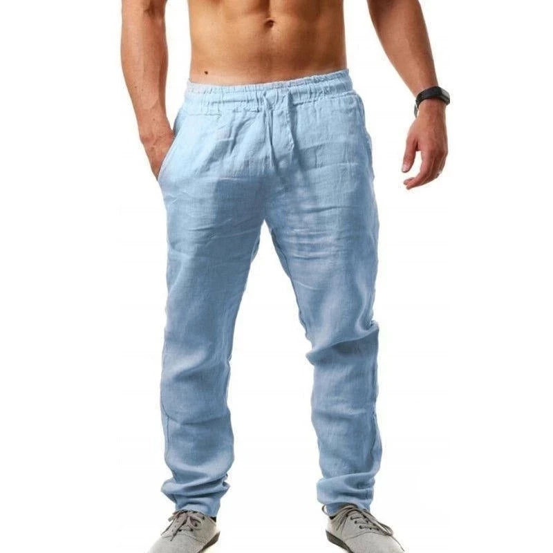Men’s Cotton Linen Pants – Autumn Solid Color, Breathable, S-3XL