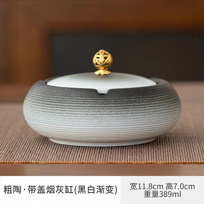 European Ceramic Ashtray with Lid – Creative Home & Office Decor
