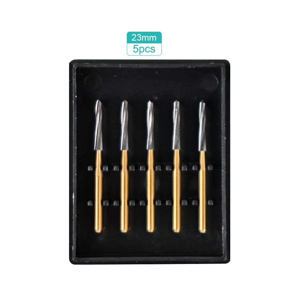 5pcs Dental Endo Z Burs – Tungsten Carbide, 21/25/28mm