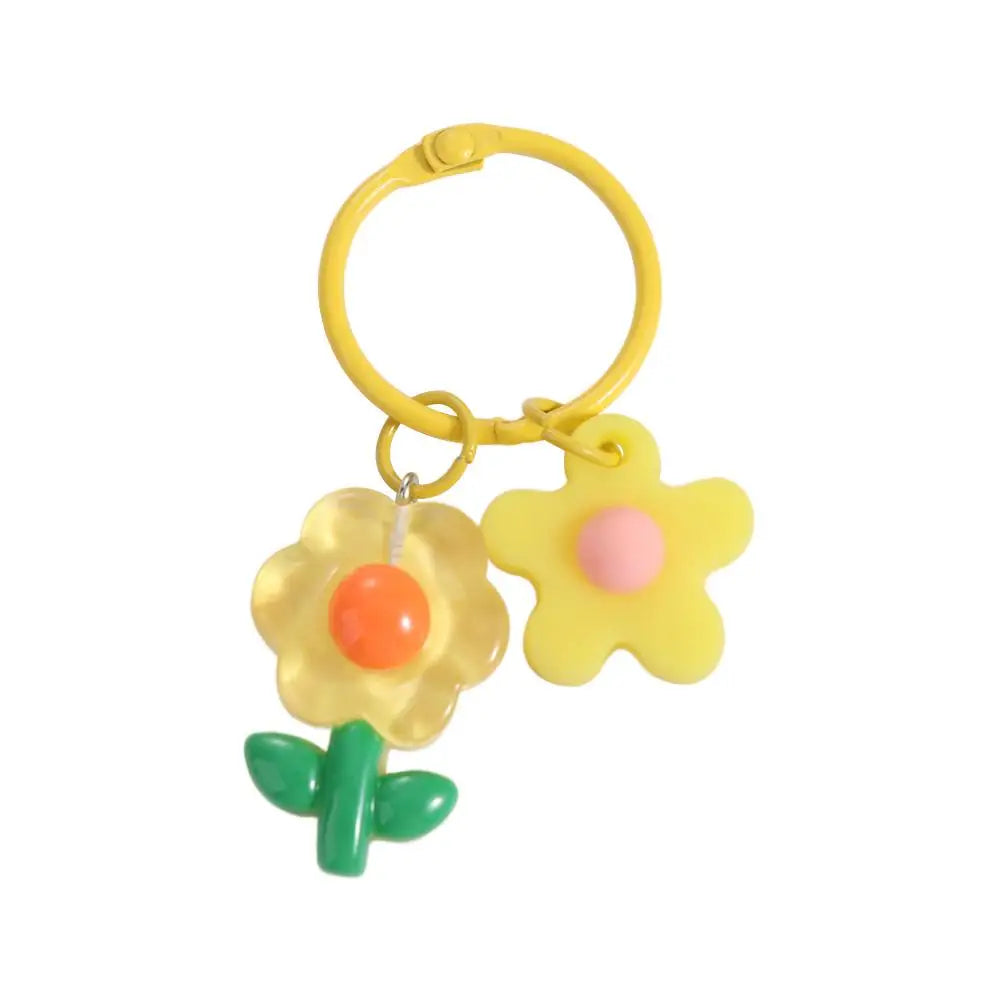 Fashion Key Chains Bag Hanging Pendant Car Keyring Cute Mini Flower Keychain Kawaii Colorful Resin Floral Key Ring