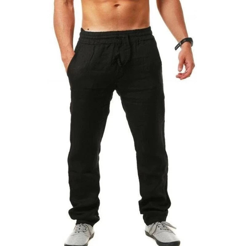 Men’s Cotton Linen Pants – Autumn Solid Color, Breathable, S-3XL