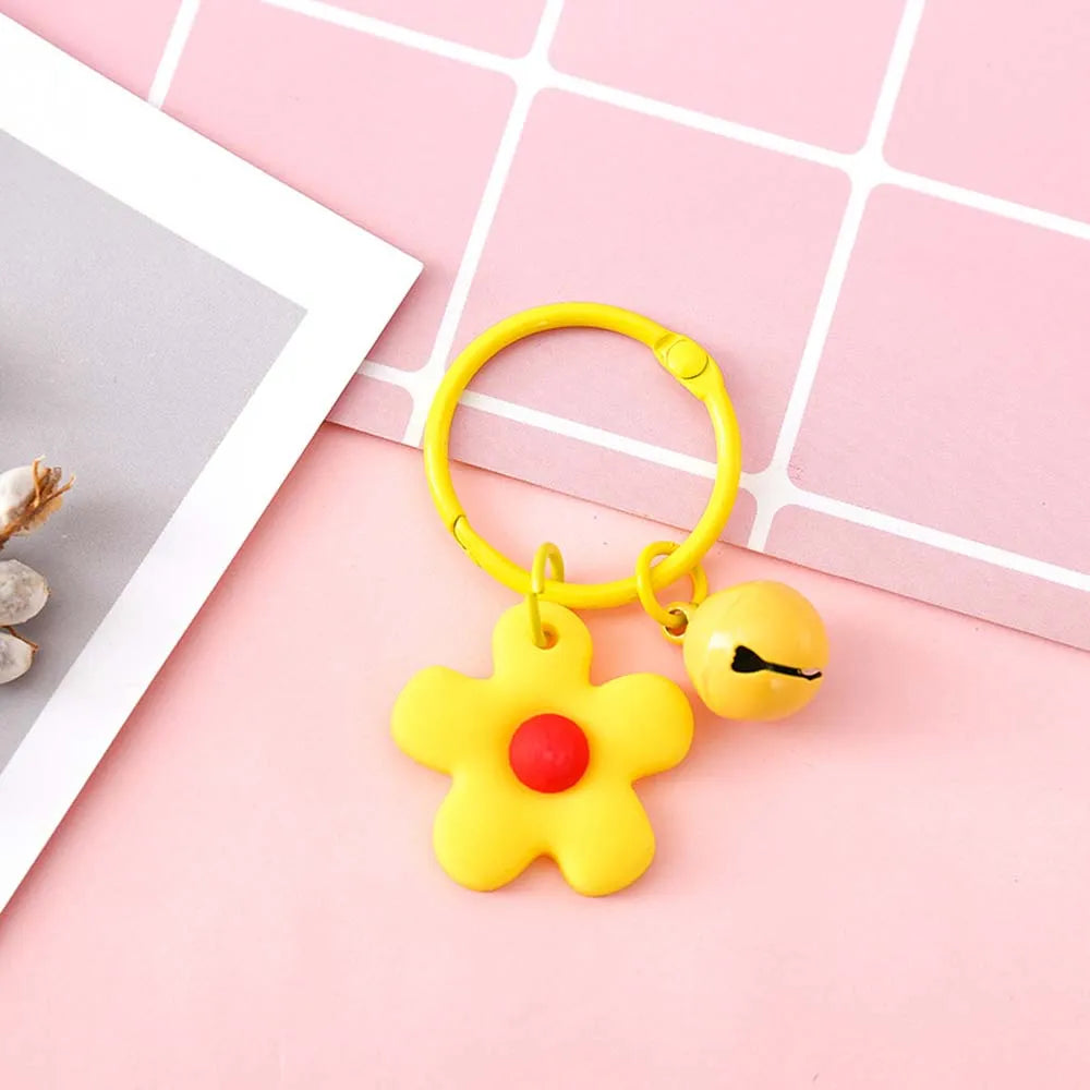 Fashion Key Chains Bag Hanging Pendant Car Keyring Cute Mini Flower Keychain Kawaii Colorful Resin Floral Key Ring