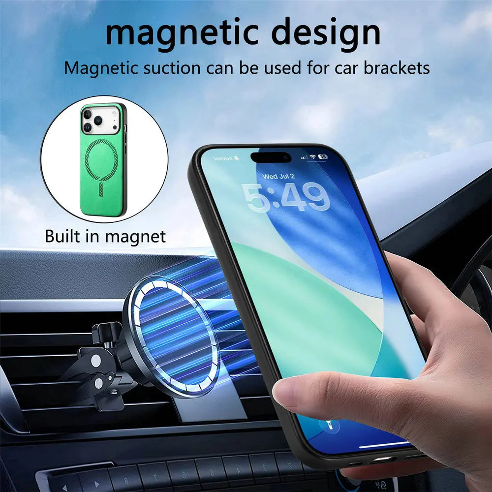 iPhone 17 Pro Max MagSafe Leather Case – Luxury Wireless Charging Cover 📱✨