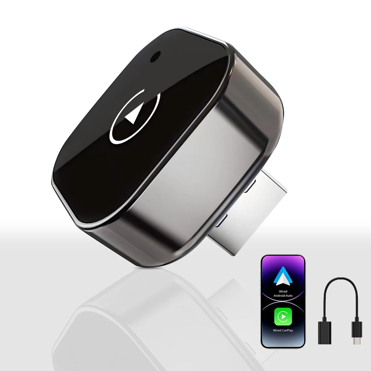Pionray 2-in-1 Wireless CarPlay & Android Auto Adapter – 5GHz WiFi, USB/Type-C Plug & Play