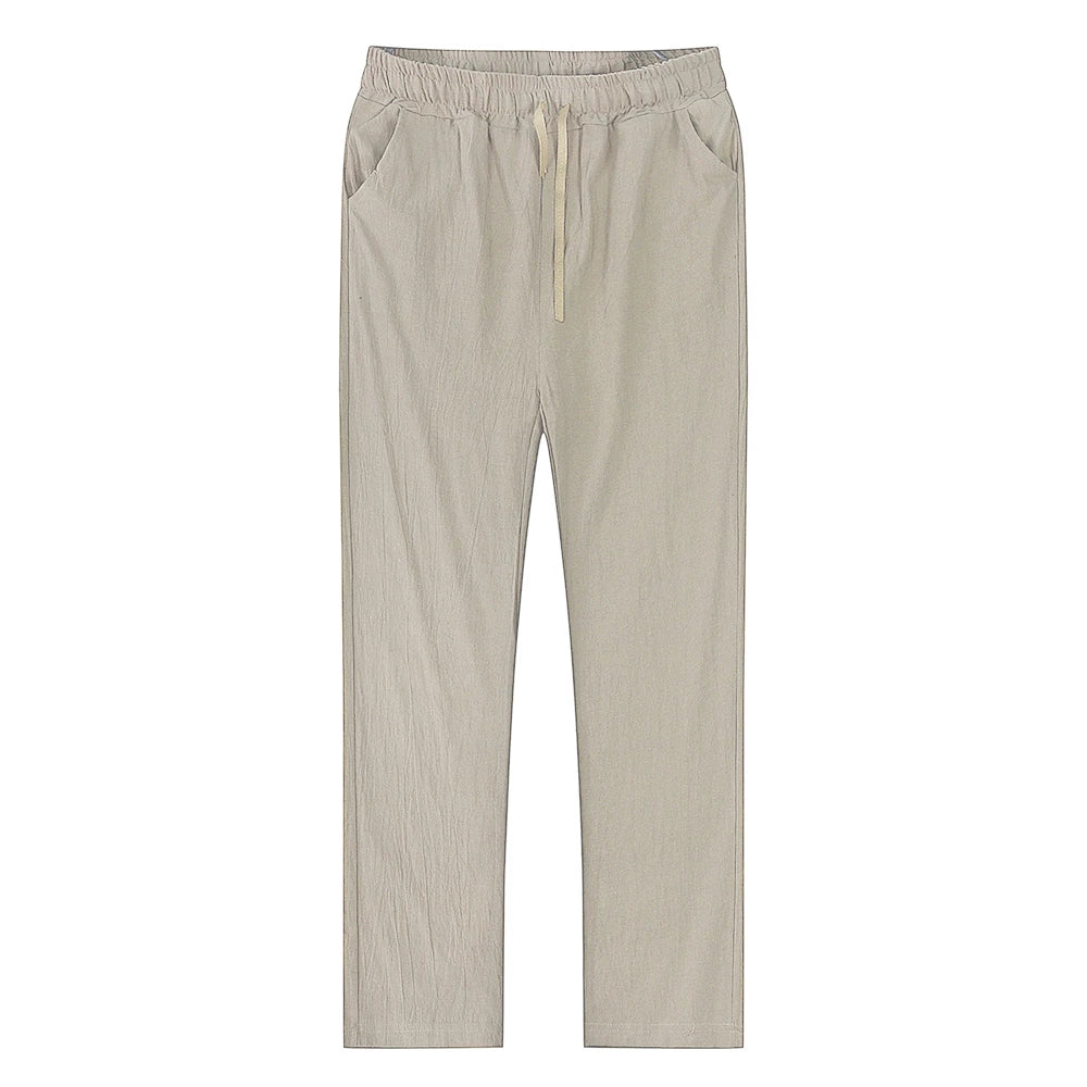 Men’s Cotton Linen Pants – Autumn Solid Color, Breathable, S-3XL