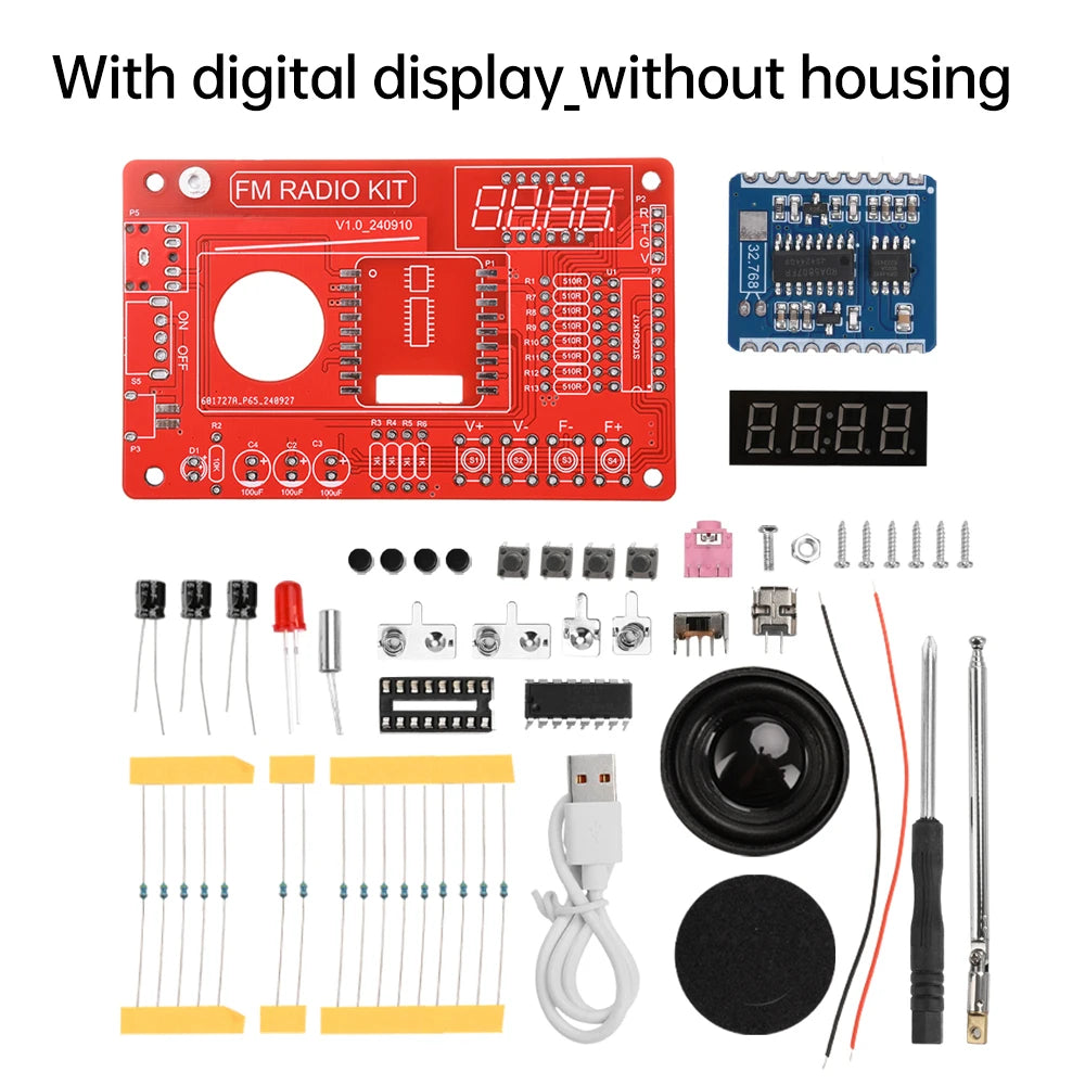 RDA5807 87-108MHZ FM Radio DIY Kit Welding Practice Parts Simple/with Digital Display Micro USB
