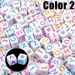 500/100pcsAcrylic Alphabet Cube Beads, Assorted A-Z Letter Spacer Beads for Bracelet, Necklace DIY Jewelry Making Craft Supplies