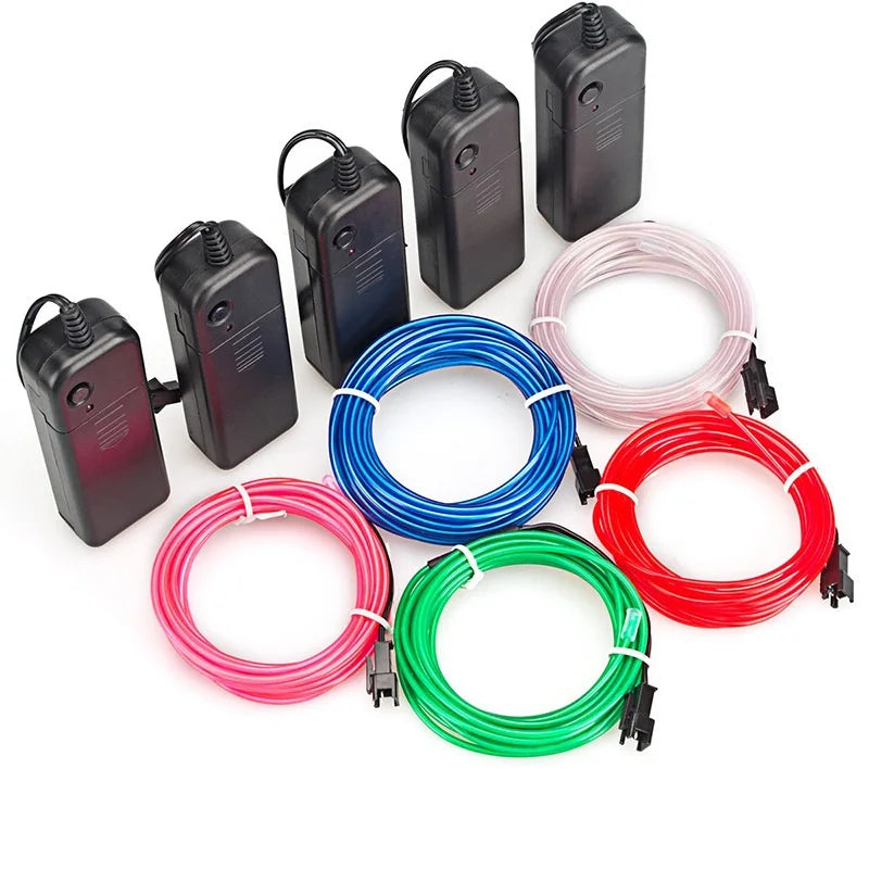 1m 3m 5m Glow EL Wire Neon Cable for Christmas Dance Party DIY Costumes Multicolor Illuminated Light AA Battery  Lamp LED Strip
