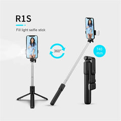Portable Bluetooth Selfie Stick Tripod – Extendable Phone Holder with Remote & Fill Light