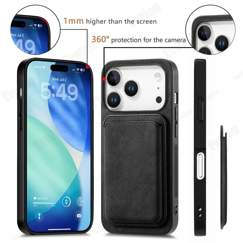 MagSafe 2-in-1 Leather Case for iPhone 17/17 Pro Max – Magnetic Wallet Cover 📱👝