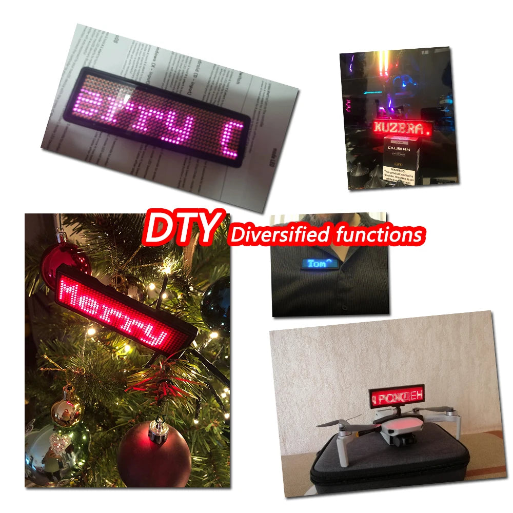 Bluetooth LED Name Badge – Programmable Scrolling Display with Text & Patterns
