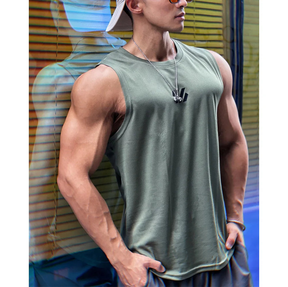 Men’s Summer Gym Vest 2024 – Sleeveless Mesh Tank Top for Fitness & Sports