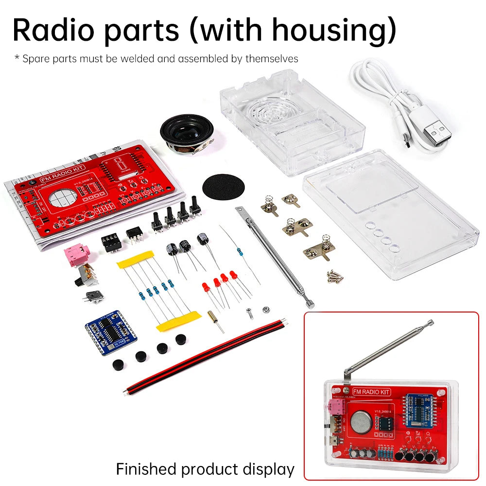 RDA5807 87-108MHZ FM Radio DIY Kit Welding Practice Parts Simple/with Digital Display Micro USB