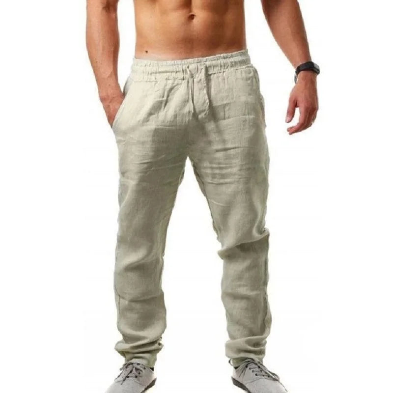 Men’s Cotton Linen Pants – Autumn Solid Color, Breathable, S-3XL