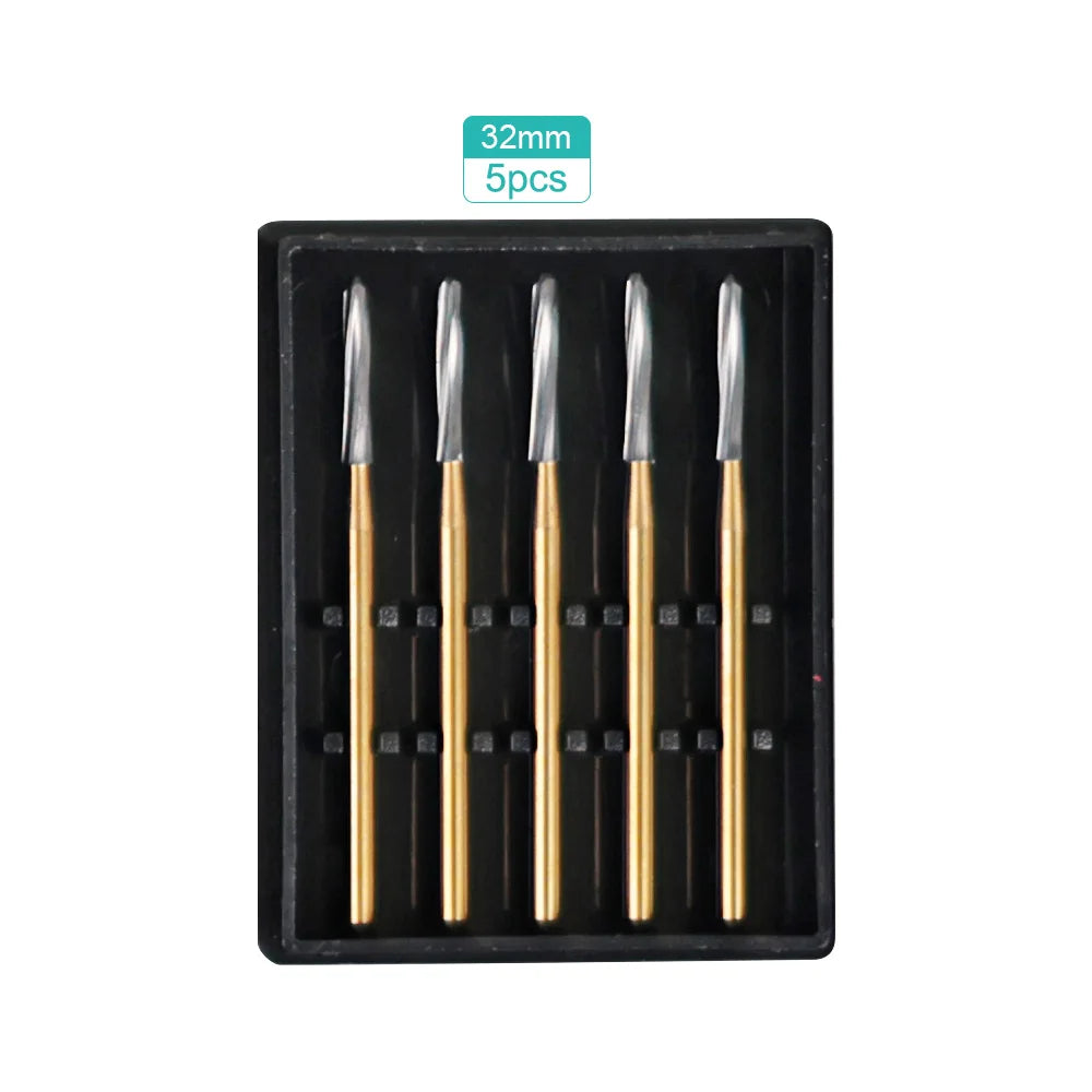 5pcs Dental Endo Z Burs – Tungsten Carbide, 21/25/28mm