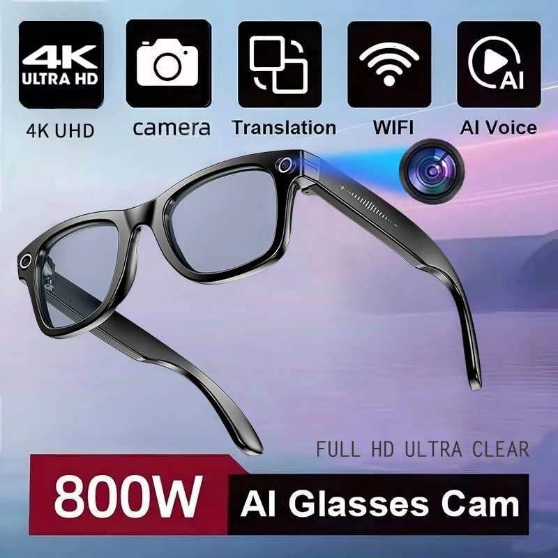 2025 HD Smart Glasses with 800W Camera, ChatGPT, Call & Translate 🕶️✨