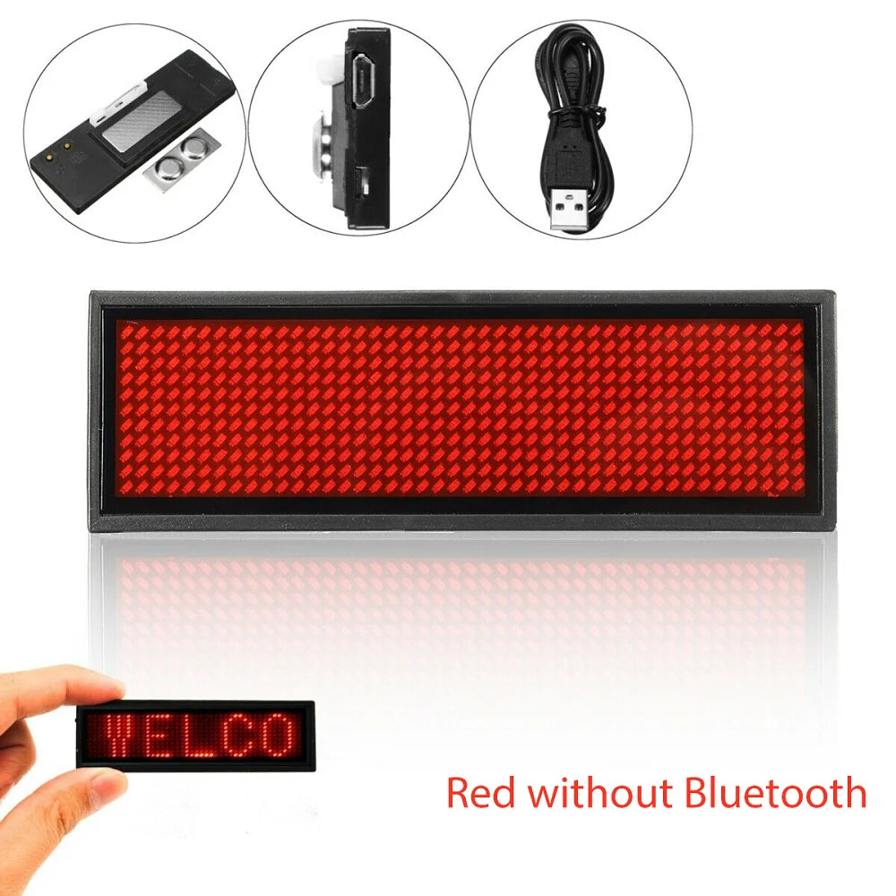 Bluetooth LED Name Badge – Programmable Scrolling Display with Text & Patterns