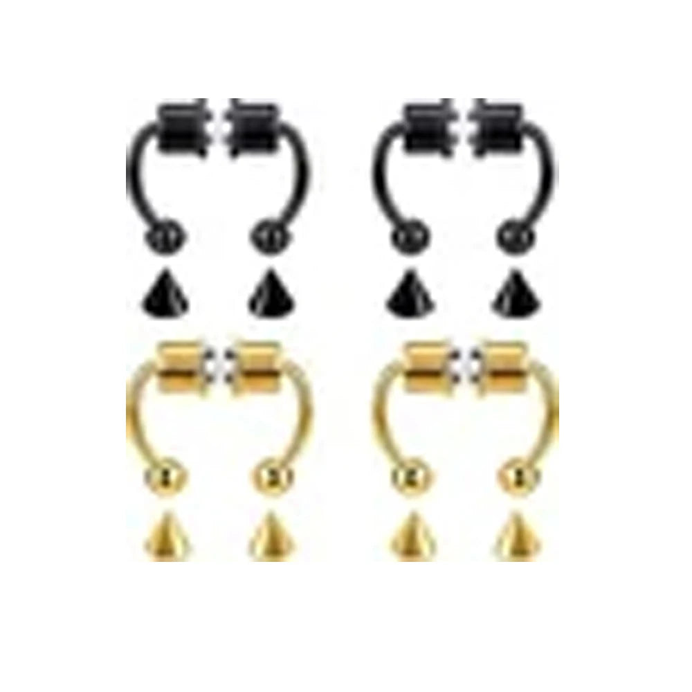 Women Fake Piercing Nose Ring Hoop Septum Non Piercing Nose Clip Rock HipHoop Stainless Steel Magnet Fashion Punk Body Jewelry
