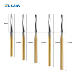 5pcs Dental Endo Z Burs – Tungsten Carbide, 21/25/28mm