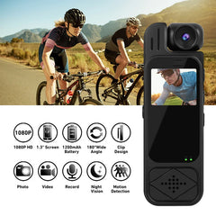 HD 1080P Portable Camera Mini Sports Camcorder Rotatable Lens 1.3 inch LCD Screen IR Night Vision Police Body Cam