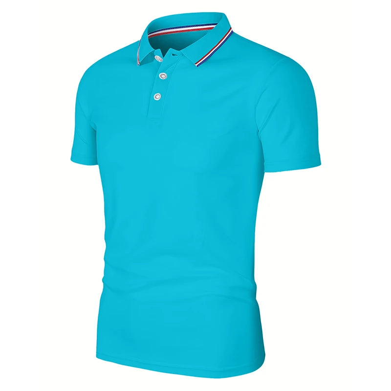 Men’s Summer Polo Shirt 2025 – Breathable Solid Color Short Sleeve T-Shirt