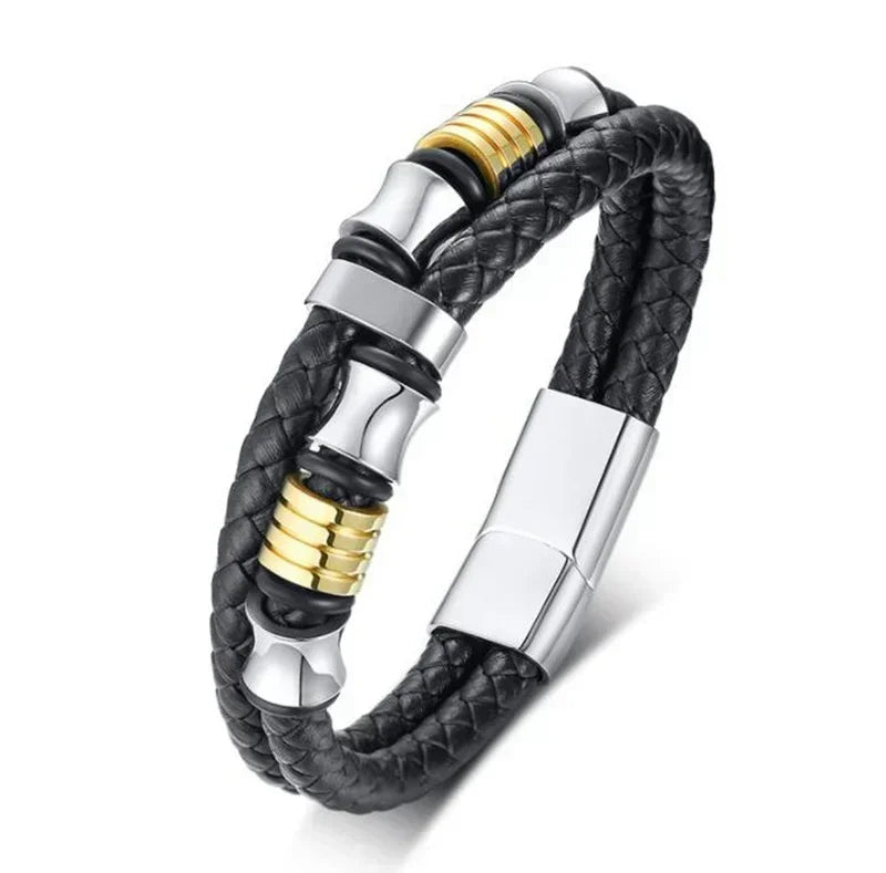Men’s Star of David Bracelet – Vintage Leather Braided Judaica Jewelry ✡️🖤