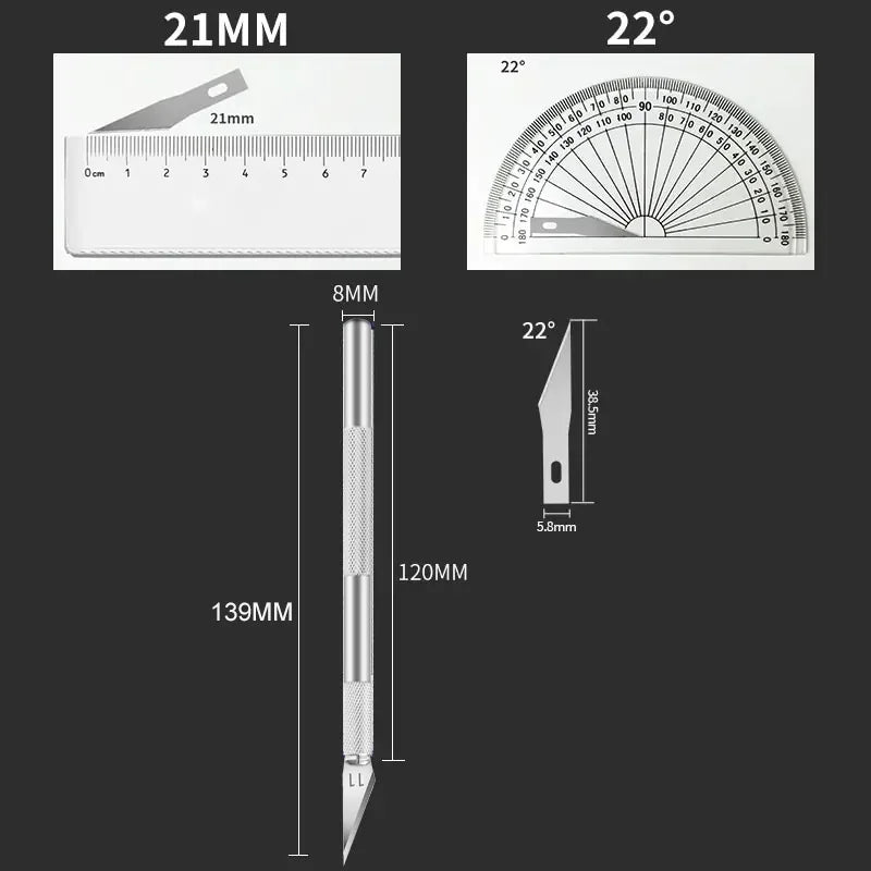 Non-Slip Metal Scalpel Kit – 5 Blades for DIY Repair & Craft