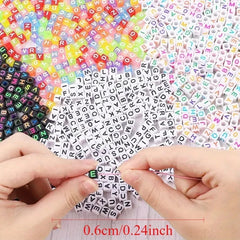 500/100pcsAcrylic Alphabet Cube Beads, Assorted A-Z Letter Spacer Beads for Bracelet, Necklace DIY Jewelry Making Craft Supplies