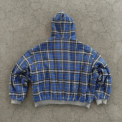 Grey Oversized Reversible Hoodie – Plaid Lining, Unisex Streetwear