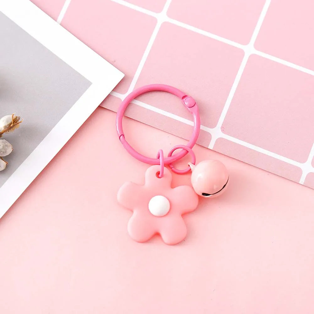 Fashion Key Chains Bag Hanging Pendant Car Keyring Cute Mini Flower Keychain Kawaii Colorful Resin Floral Key Ring