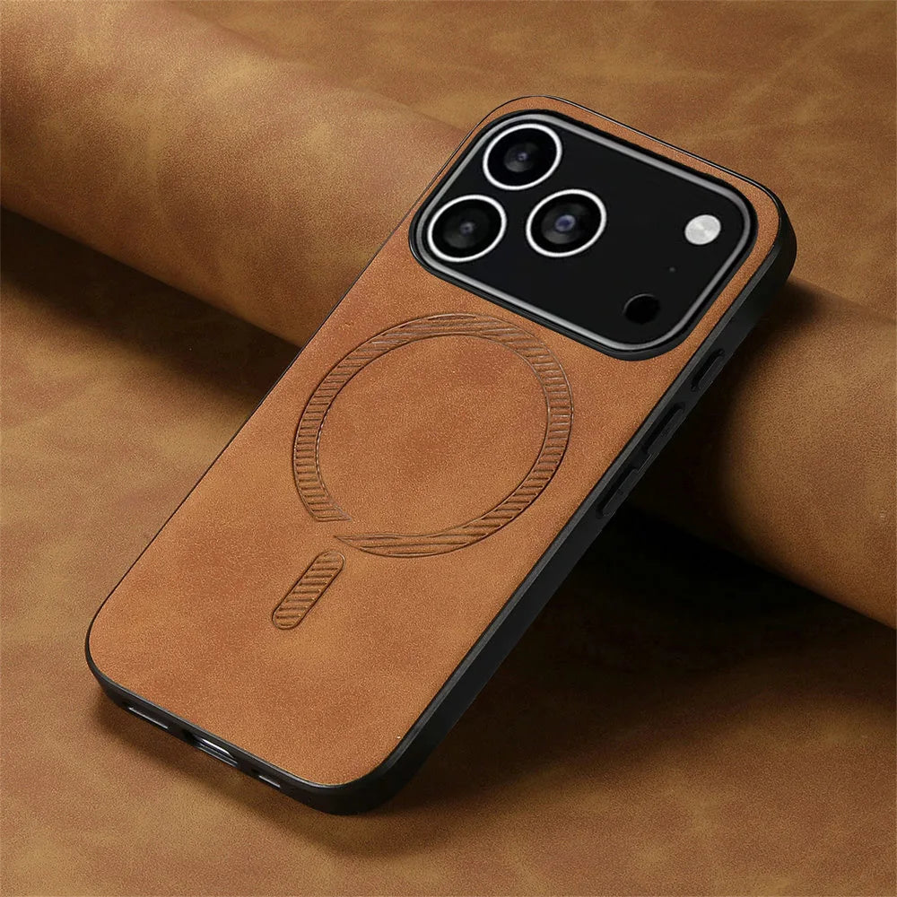 iPhone 17 Pro Max MagSafe Leather Case – Luxury Wireless Charging Cover 📱✨
