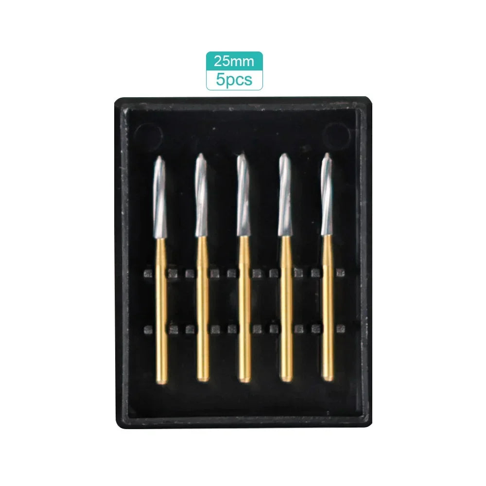 5pcs Dental Endo Z Burs – Tungsten Carbide, 21/25/28mm